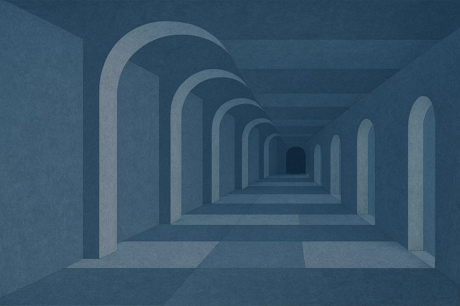 AI generated image reminiscent of Escher, filled with doorways and arches to recall the founding images of Liminal Partners